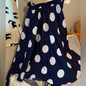 long navy polka dot skirt, very flowy, size small